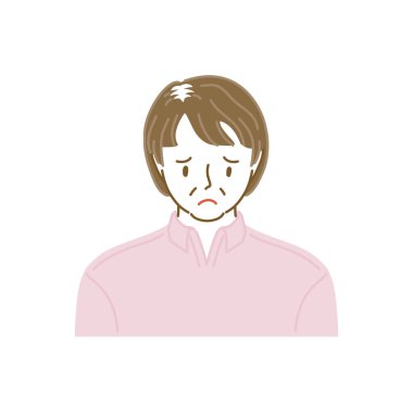 İnce saçlı orta yaşlı bir kadının ön görüntüsü.