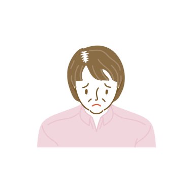 İnce saçlı orta yaşlı bir kadının ön görüntüsü.)