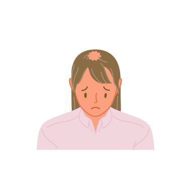 FAGA: Front view of a young woman with thinning hair (top view) clipart