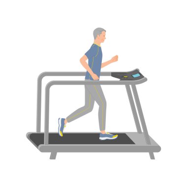 Spor salonunda koşan son sınıf öğrencisi gülümsüyor.