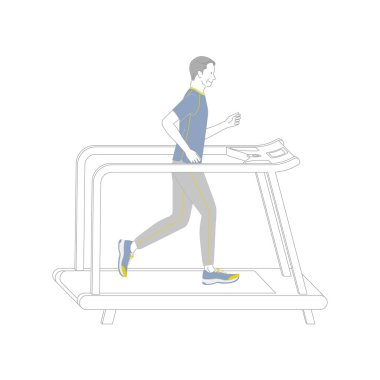 Spor salonunda koşan son sınıf öğrencisi gülümsüyor.