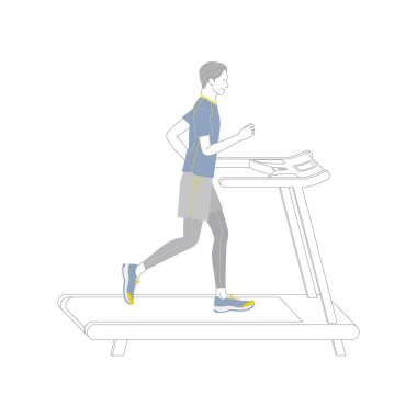 Spor salonunda koşan gülümseyen genç adam.