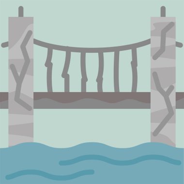 Ulaşım altyapı simgesi: Belirleyici ve harap edilmiş köprü