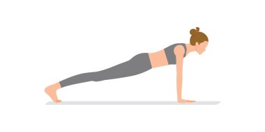 Dayanıklılık eğitimi: Genç bir kadın kalas yapıyor (doğru formda kalas ile yüksek kalas))