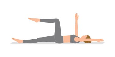 Dayanıklılık eğitimi: Karın kaslarını çalıştıran genç bir kadın (ölü böcek))