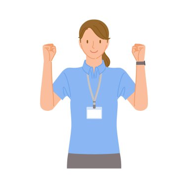 Spor salonu personeli (gülümseyen genç kadın): İki elinle yumruk pompası