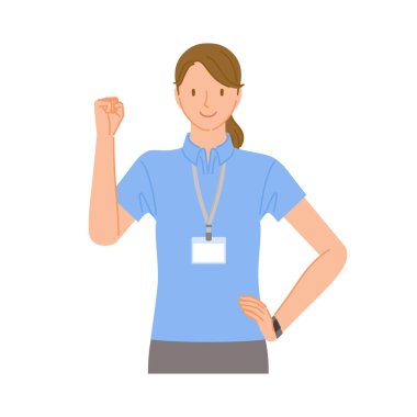 Spor salonu personeli (gülümseyen genç kadın): Tek elli yumruk pompası