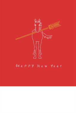 Yılbaşı materyali: Atın hamaya oku tutan basit ve şık yeni yıl kartı malzemesi (At Yılı)