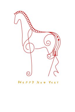 Yeni Yıl Malzemeleri: Basit ve Şık Yeni Yıl Kartı Bir At Şeklinde Malzeme (At Yılı, Üçlü Anahtar))