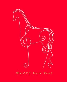 Yeni Yıl Malzemeleri: Basit ve Şık Yeni Yıl Kartı Bir At Şeklinde Malzeme (At Yılı, Üçlü Anahtar))