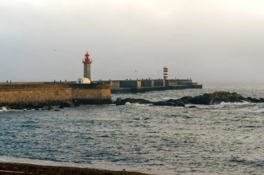 Atlantik Okyanusu 'ndaki deniz feneri. Porto, Portekiz