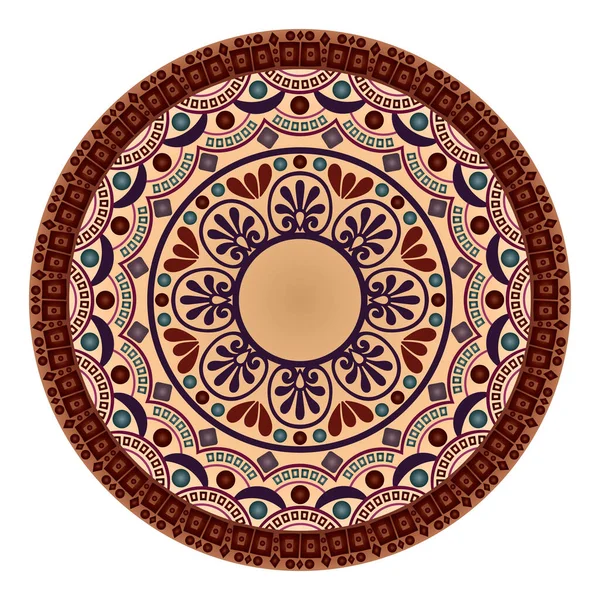 Etnik yuvarlak süs. Mandala tarzında bir model. Vektör illüstrasyonu