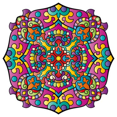 Mandala. Henna için etnik yuvarlak süs, dövmeler, dekorasyonlar. Vektör illüstrasyonu..