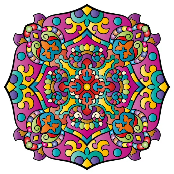 Mandala. Henna için etnik yuvarlak süs, dövmeler, dekorasyonlar. Vektör illüstrasyonu..