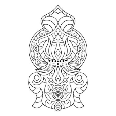 Etnik kabile maskesi. Zen sanatı. Elle çizilmiş. Boyama kitabı sayfası. Vektör illüstrasyonu.