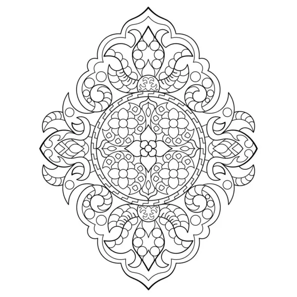 Mandala. Henna için etnik yuvarlak süs, dövmeler, dekorasyonlar. Boyama kitabı sayfası. Vektör illüstrasyonu..