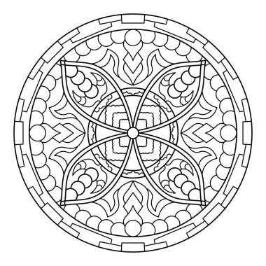 Mandala. Henna için etnik yuvarlak süs, dövmeler, dekorasyonlar. Boyama kitabı sayfası. Vektör illüstrasyonu..