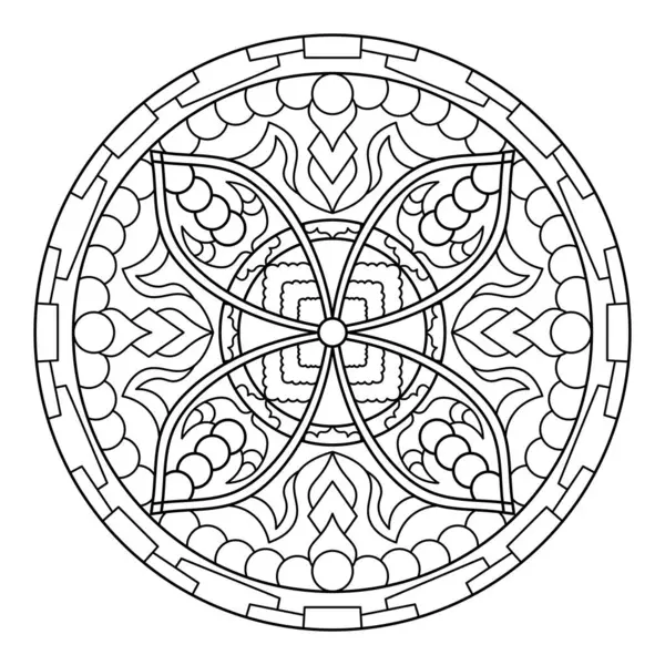Mandala. Henna için etnik yuvarlak süs, dövmeler, dekorasyonlar. Boyama kitabı sayfası. Vektör illüstrasyonu..