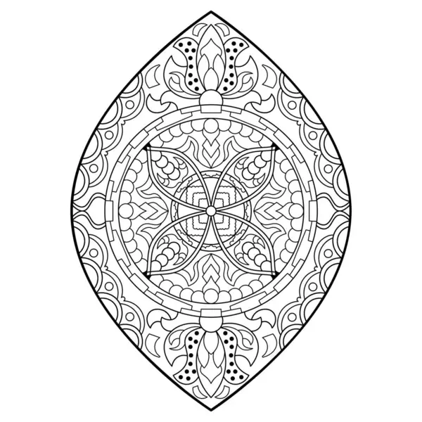 Mandala. Henna için etnik yuvarlak süs, dövmeler, dekorasyonlar. Boyama kitabı sayfası. Vektör illüstrasyonu..