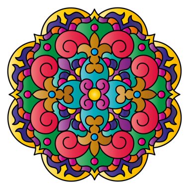 Mandala. Etnik yuvarlak süs. Vektör illüstrasyonu.