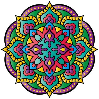 Mandala. Etnik yuvarlak süs. Vektör illüstrasyonu.