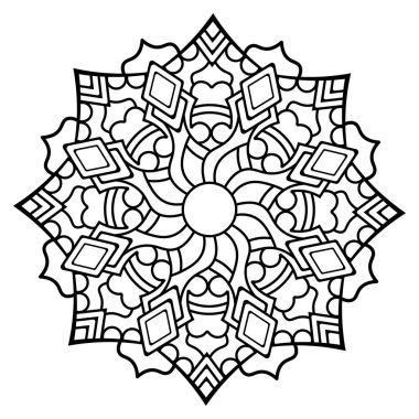 Mandala. Etnik yuvarlak süs. Boyama sayfası. Vektör illüstrasyonu.