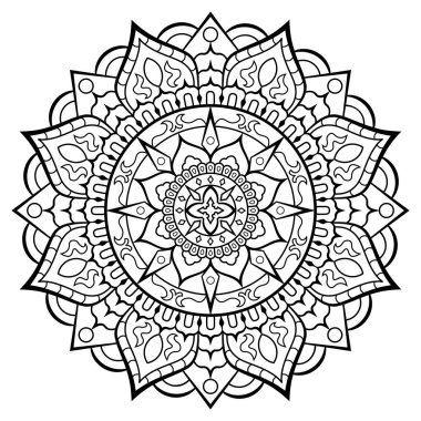 Mandala. Etnik yuvarlak süs. Boyama sayfası. Vektör illüstrasyonu.