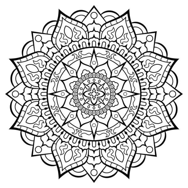 Mandala. Etnik yuvarlak süs. Boyama sayfası. Vektör illüstrasyonu.