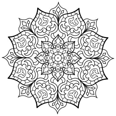Mandala. Etnik yuvarlak süs. Boyama sayfası. Vektör illüstrasyonu.
