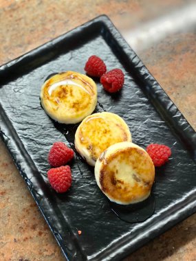 delicious pancakes with chocolate and strawberry