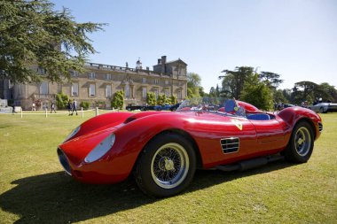Salisbury, Wiltshire, UK - June 7, 2015: A 1958 Ferrari Fantuzzi Spyder (196S Dino Replica) at the Wilton House, Classic  Supercar Show 2015 clipart