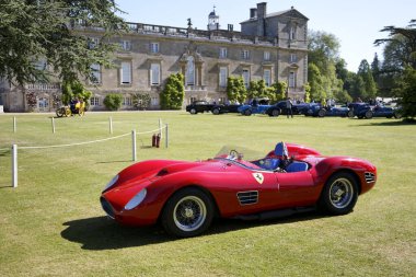 Salisbury, Wiltshire, UK - June 7, 2015: A 1958 Ferrari Fantuzzi Spyder (196S Dino Replica) at the Wilton House, Classic  Supercar Show 2015 clipart