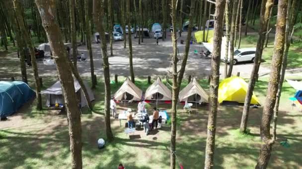 Lembang Indonesië Maart 2024 Nature Retreat Lembang Drone Zicht Camping — Stockvideo