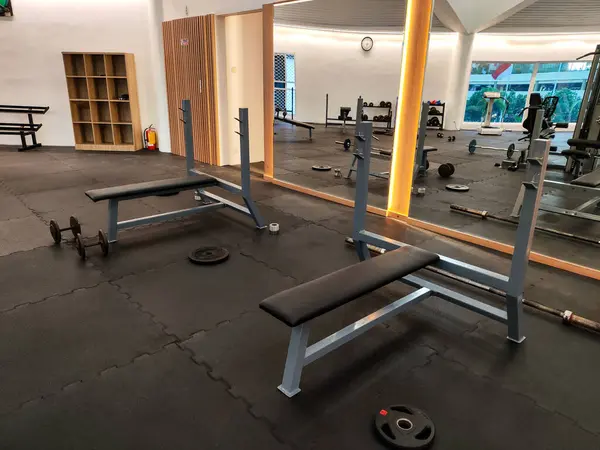 stock image Workout Benches in Modern Gym, Essential Fitness Equipment and Strength Training