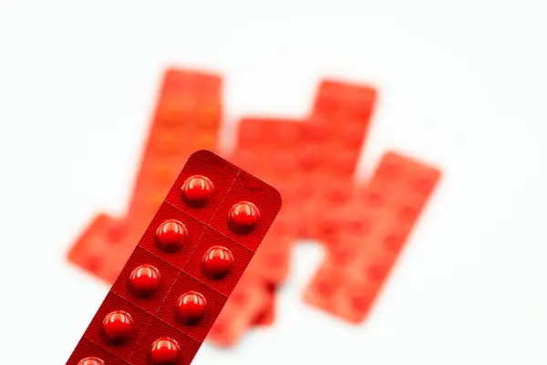 stock image High-resolution images of Methycobal 500mg, used for neuropathy treatment and vitamin B12 deficiency, in red blister packs.