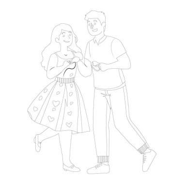 Çift romantik çizgi sanat tasarımı