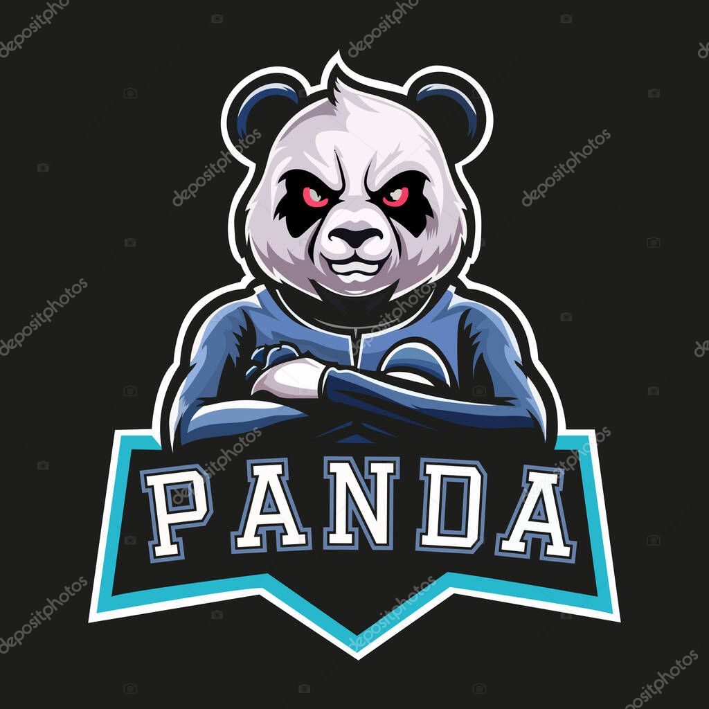 Panda mascot e sport unique logo design