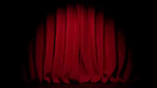 Palco Madeira Preto Cortinas Vermelhas Abertura Greenscreen Com Uma Câmera — Vídeo de Stock