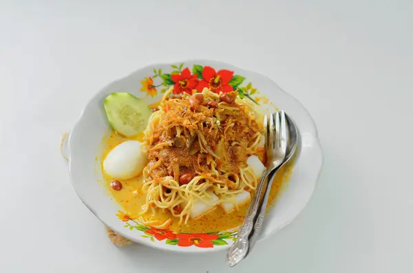 Lontong Mie Este Aliment Nativ Din Java Est Pregătirea Culinară — Fotografie, imagine de stoc
