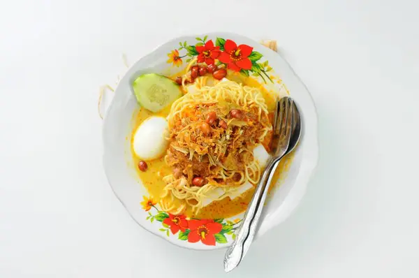 Lontong Mie Este Aliment Nativ Din Java Est Pregătirea Culinară — Fotografie, imagine de stoc