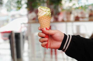 Waffle külahlı dondurma.