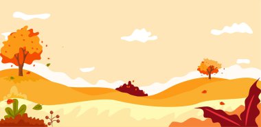 Sonbahar arkaplanı portakal ağaçları, dağlar, orman