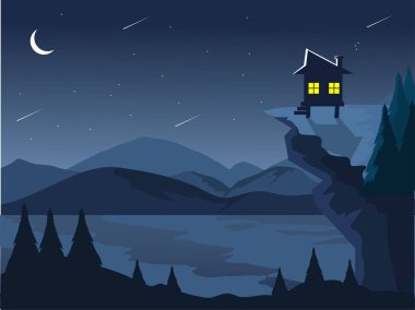 Evin gece manzarası.