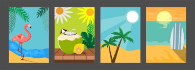 Yaz afiş kümesi. vektör çizim