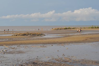 Riau-Endonezya, 17 Nisan 2024: Yeni Boğaz Sahili, Bengkalis Adaları