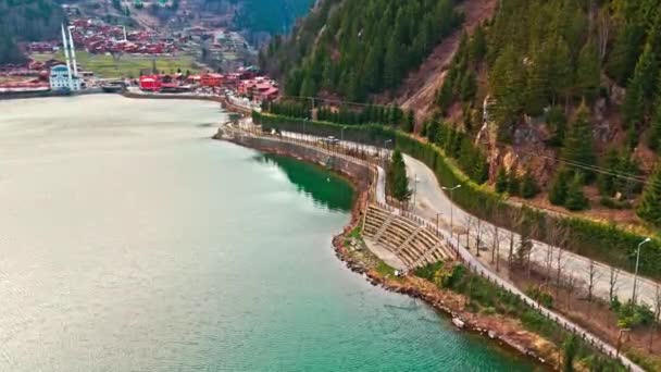 Uzungol Trabzon Turquía Vistazo Del Ojo Pájaro Del Hermoso Lago — Vídeos de Stock