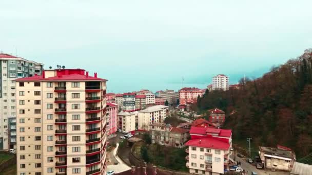 Merkez Rize Turkiet Fågelperspektiv Glimt Bustling City Main Way Och — Stockvideo