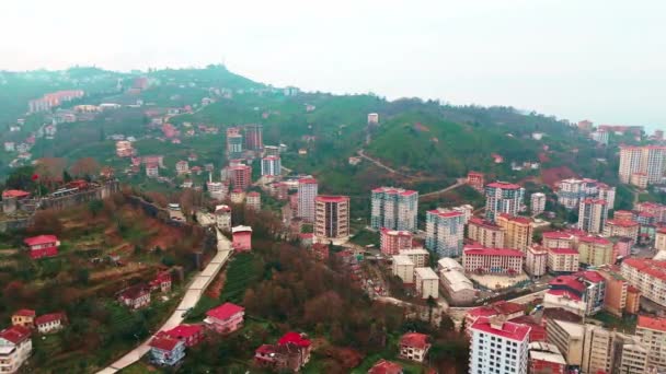 Merkez Rize Turkey Bird Eye Glimpse Bustling City Main Way — Stock Video