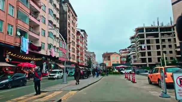 Merkez Rize Turquía Recorrido Coche Por Las Calles Rize Con — Vídeos de Stock