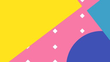 Geometri tarzı kağıt doku arka planı. Sarı, pembe, mavi ve beyaz noktalar.